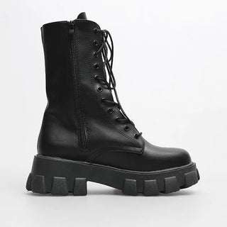 Mid-calf lace-up boots