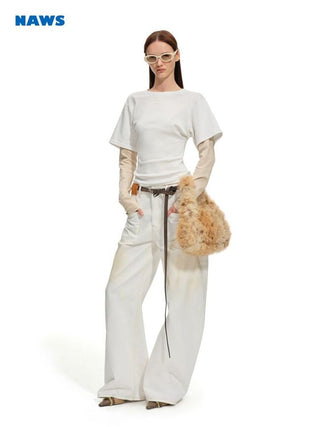 [NOTAWEAR] Layered Long Sleeve Cotton Blend  Tee