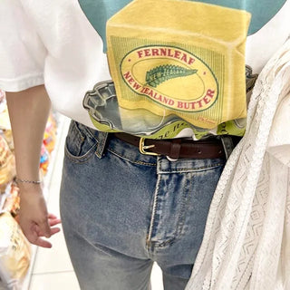 square gold frame belt