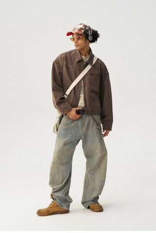 [Monterest] Washed Distressed Canvas Work Jacket