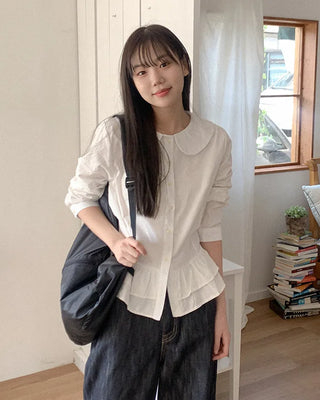 Ribbon collar blouse