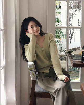 (9 colors) Washable fluffy knit cardigan