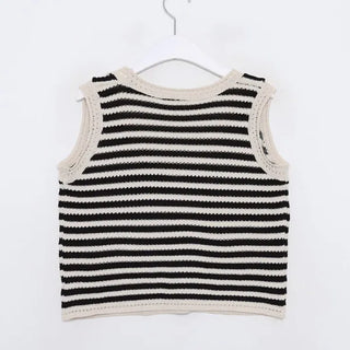 Striped knit sleeveless top
