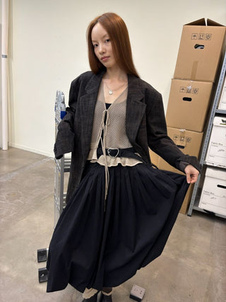 [NeverSeez] Strappy Spliced Midi Dress