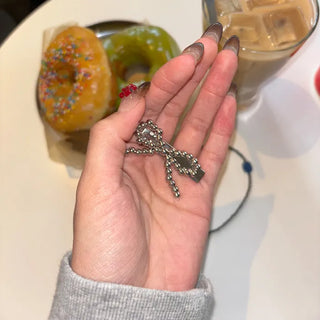 Silver ribbon hair clip