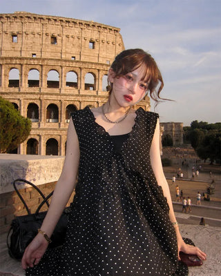 Polka dot tiered mini dress