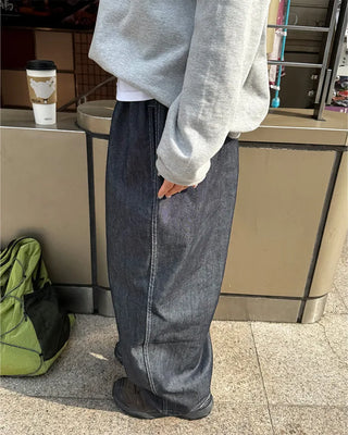(Unisex) Two-pleat wide-leg pants