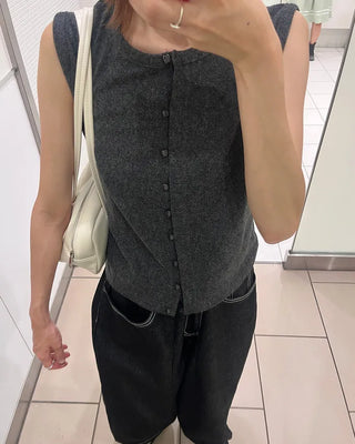 Front button knit vest