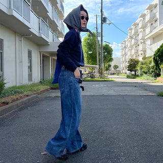 Wide denim pants