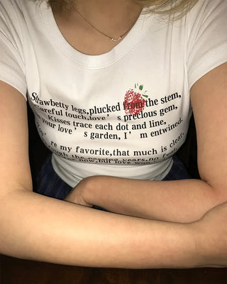 Strawberry Point Lettering Slim Fit Short Sleeve T-Shirt
