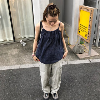 Checked Shirred Camisole