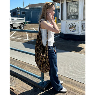 Vintage check shoulder bag