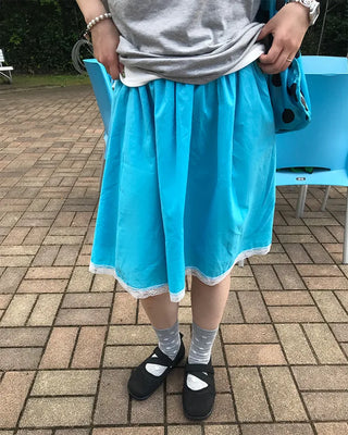Shirred cotton midi skirt