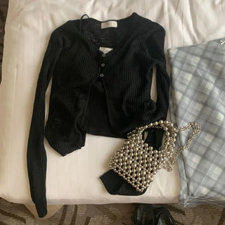 Slim-fit ribbed long-sleeve cardigan (2c)