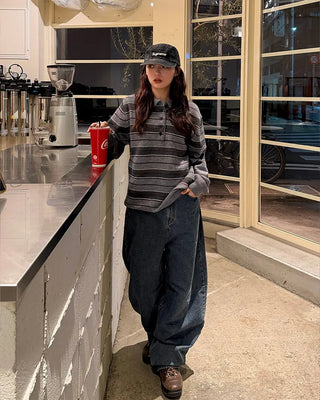 Balloon wide denim pants