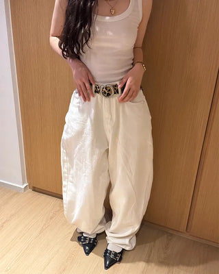 Round leopard belt