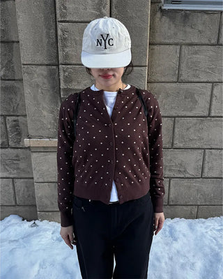 Polka Dot Round Neck Cardigan