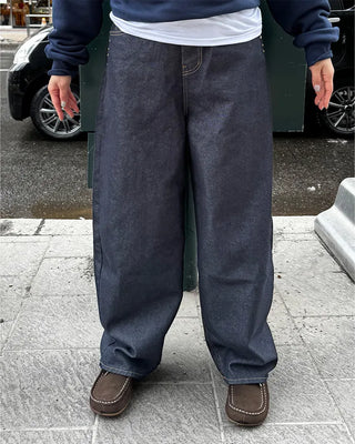 Studded pocket balloon denim pants