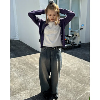 Vintage wide-leg denim pants