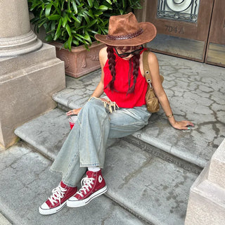 Vintage wide-leg denim pants