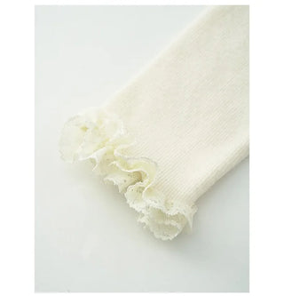 Shirred lace T-shirt