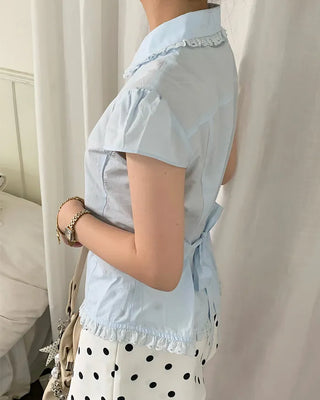 [1st Re-release] (ORIGINAL) Lace Ribbon Slim Blouse
