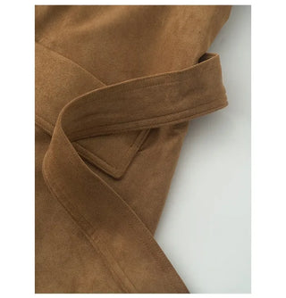 Waist belt suede coat bag set