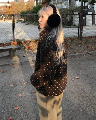 Dot fleece zip-up