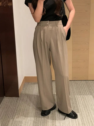 [6 colors] Pleated wide-leg slacks