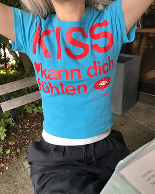 kiss lettering short-sleeved T-shirt