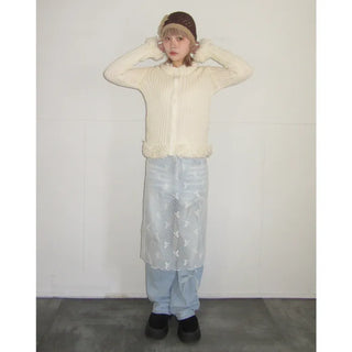 Ribbon denim pants