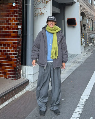 Two-pleat striped slacks