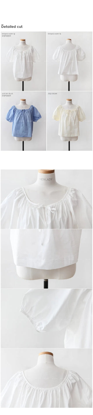 Ribbon puff summer blouse