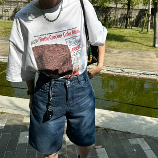 D-ring Bermuda denim pants