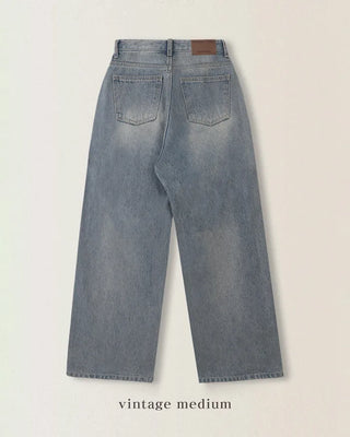 Real wide-leg denim pants
