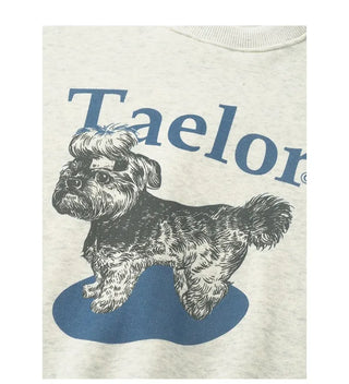 Terrier print round neck sweatshirt