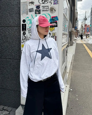 Loose-fit star hooded parka