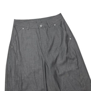 Button-down wide-leg slacks