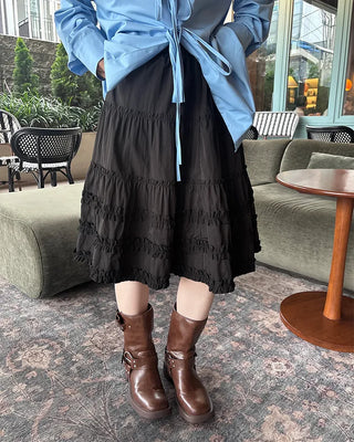 Faux Leather Mid-Calf Engineer Boots