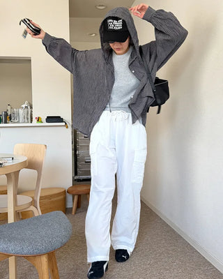 Checked hooded shirt