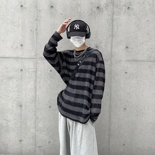 (Unisex) Striped Knit Long T-Shirt