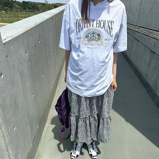 Checked cantan skirt