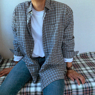 Layered oversized check shirt
