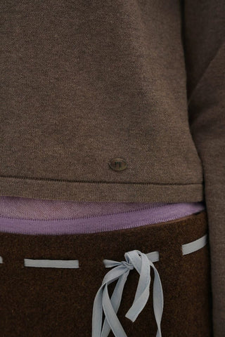 [Moromoro2] Asymmetric Collar Layered Knit  Sweater