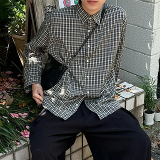 Oversized cotton check shirt