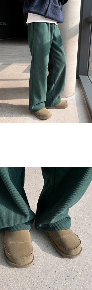 Steady Fleece-Lined Corduroy Wide Pants