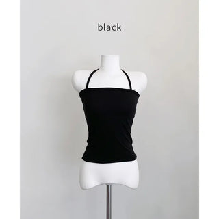 Y2K Summer Ribbon Halter Neck Cropped Layered Sleeveless
