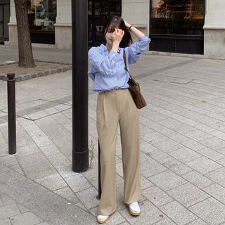 Autumn semi-wide wool slacks