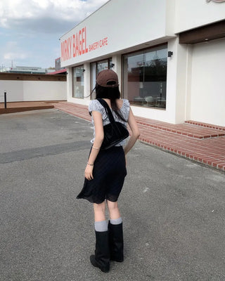check midi chiffon skirt (2color)