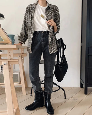 (Standard Fit/Loose Fit) Clean Long-Sleeve T-Shirt